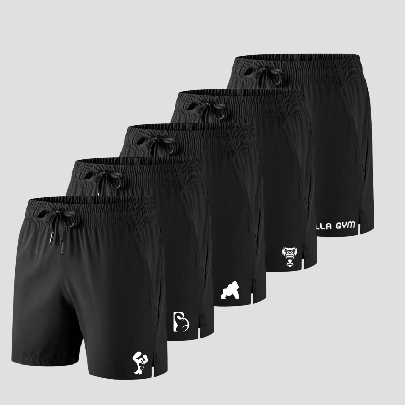 5er-Set schwarze Gorilla-Trainingsshorts