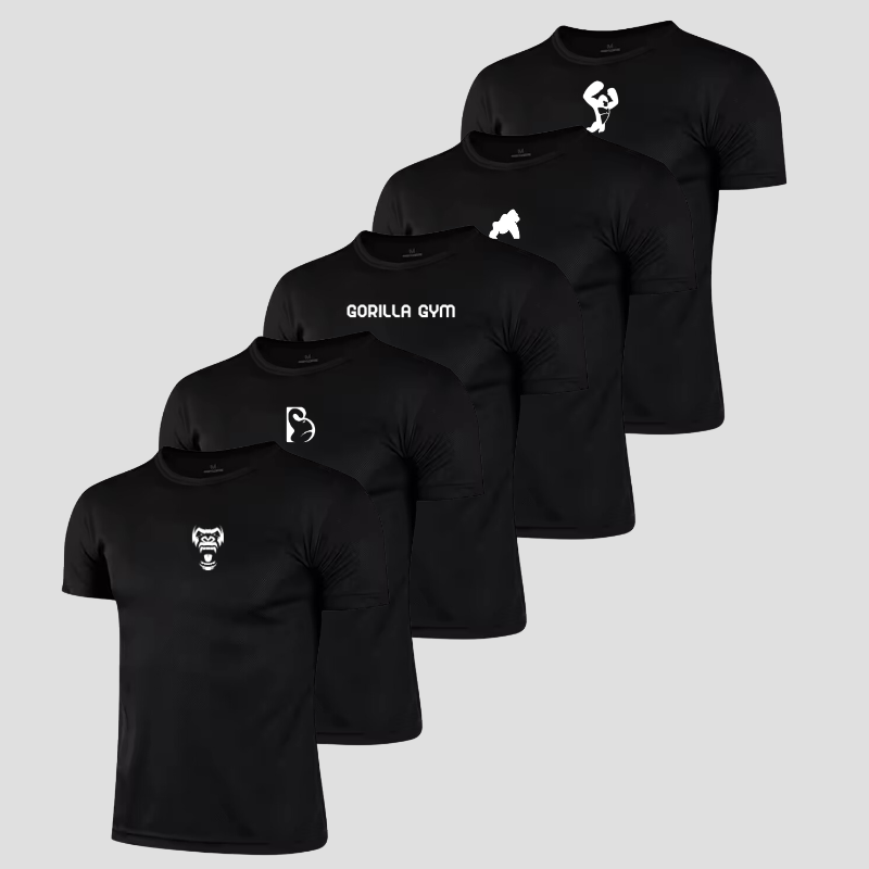 Set mit 5 schwarzen Gorilla-Trainings-T-Shirts