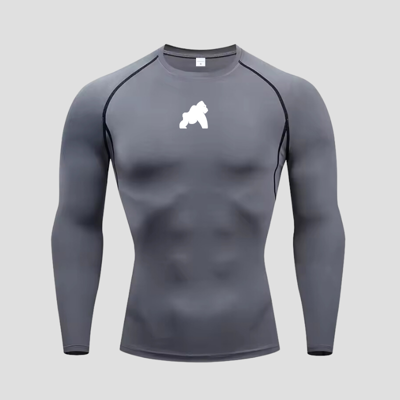 Gray Gorilla Long-Sleeve Compression Shirt