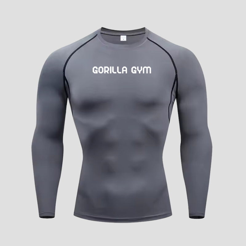 Gray Gorilla Long-Sleeve Compression Shirt